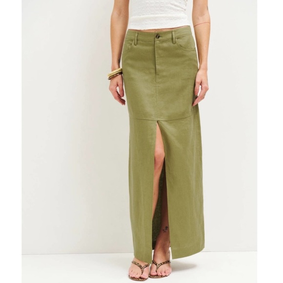 Reformation Dresses & Skirts - NWT REFORMATION Tazz Maxi Linen Skirt in Olive Oil Green